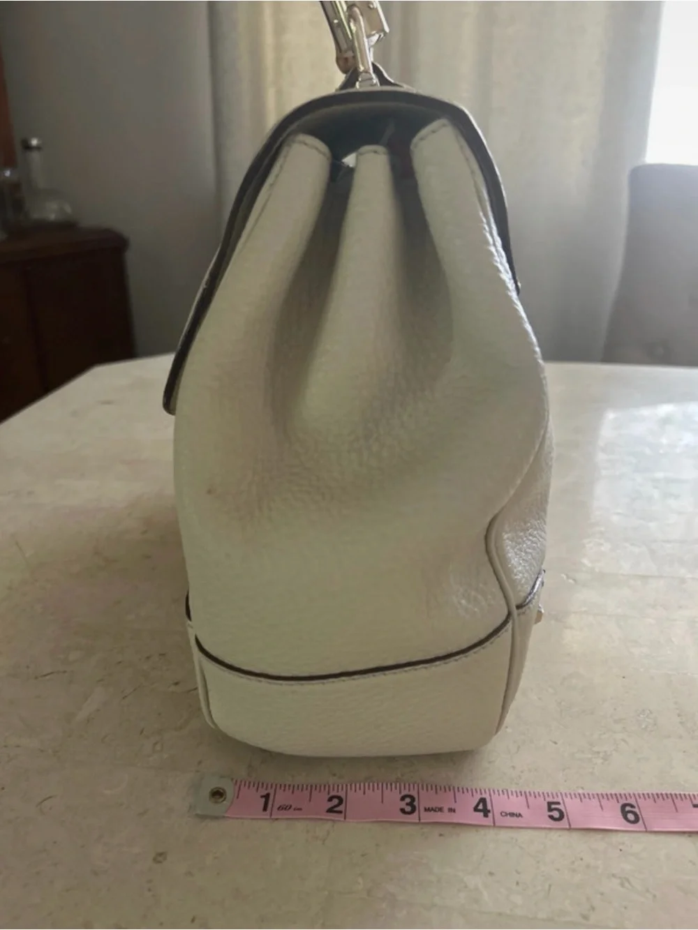 Gucci Cream Leather Satchel with Bamboo Top Handle
